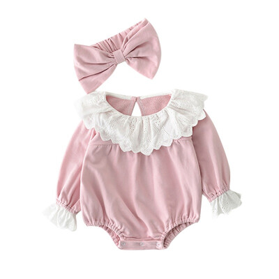 

Autumn Newborn Winter Playsuit Baby Girl Clothes Cotton Long Sleeve Baby Romper Headband Photo Props Infant Outfit