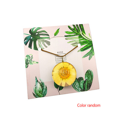 

5pcs Dried Flower Necklace Plant Specimen Chain Natural Retro Alloy Women Sweater Accessories Color random