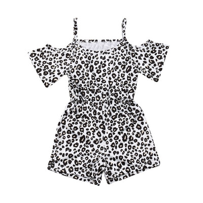 

Summer Casual Girls Romper Fashion Children Jumpsuits Baby Girl Leopard Print Sleeveless Sling Rompers