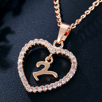 

Womens Heart Pendant Necklace with Cubic Zirconia&Letter Pendant Necklace Gift for Women or Girls