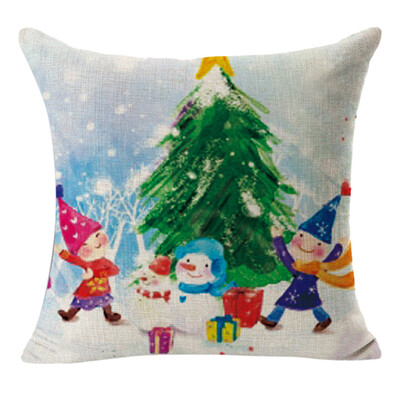 

Tailored Christmas Linen Square Throw Flax Pillow Case Decorative Cushion Pillow Cover A