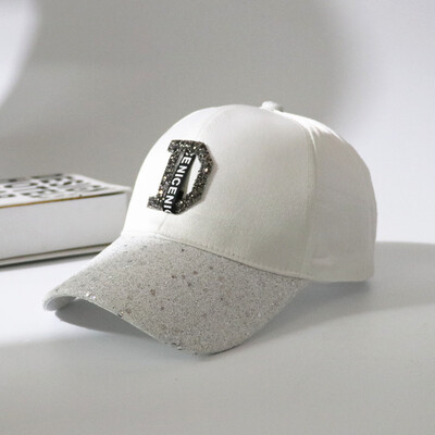 

Baseball cap womens spring&summer Korean version of the tide cap letter with drill stage hip-hop casual black shade hat