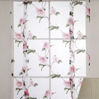 

Floral Curtains short kitchen sheer short curtains roman blinds door modern tulle fabrics valance 14m16m