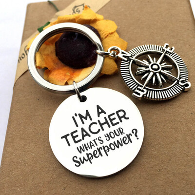 

Stainless Steel Keychain Creative Teacher Birthday Present Christmas Gift Key Ring Pendant Distinctive Accessories
