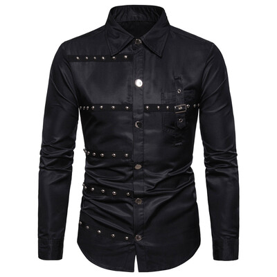 

Tailored Men Striped Splicing Button Long Sleeve Shirt Fashion Long Sleeve Blouse Top