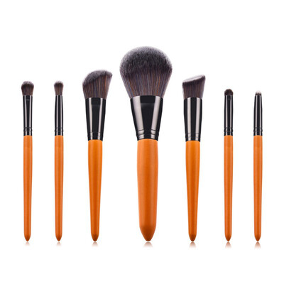 

7pcs Wooden Handle Makeup Brush Loose Powder Foundation Brush Eyebrow Lip Brush Cosmetic Brush Kit