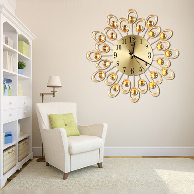 

Gobestart 3D Wall Clock Diamonds Non-Ticking Silent Dazzling Metal Wall Clock