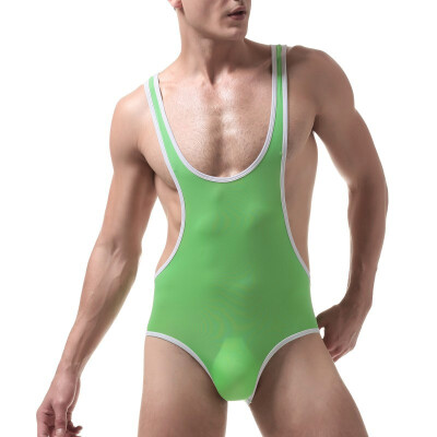 

Sexy Bodysuit Men Ultrathin Ice Silk Mens Underwear Transparent Corset Nylon Bodysuit Shapewear for Men