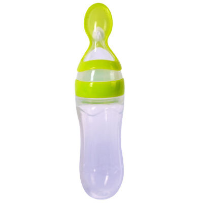 

Newborn Baby Daily Use Silica Gel Bottle With Spoon Food Supplement Rice Cereal Feeding Bottle