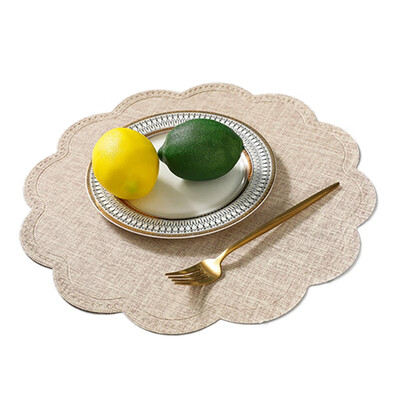

Round Shape Solid Color PU Western Food Mat Heat Waterproof Oil proof Insulation Decorative Table Mat Coasters