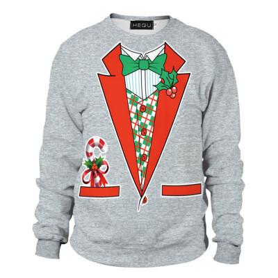 

Men New Fashion Christmas Print Sweatshirt Casual Long Sleeve Cotton Round Neck Pullover Christmas Top