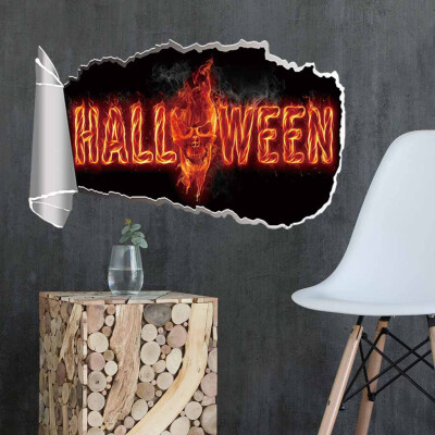 

〖Follure〗Halloween Pumpkin 3D Broken Wall Sticker Floor Vinyl Removable Decal Home Decor