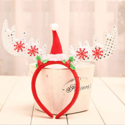 

hristmas Headband For Kids Adult Christmas Deer Ears Christmas Party Deals Santa Xmas Hair Band Clasp Headwear