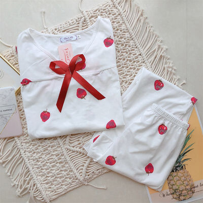 

Autumn New Printing V-Neck Top Long Pant 2 Piece Sets Pajamas Set Sleepwear Nighty Female Casual Autumn Winter Pajamas