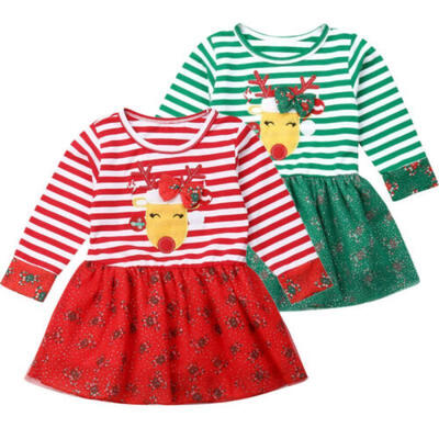 

Toddler Kid Baby Girl Christmas Long Sleeve Dress Princess Party Pageant Dresses
