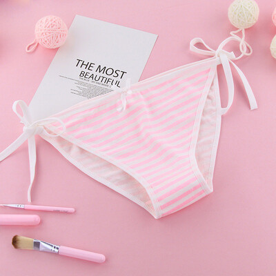 

COCKCON Stylish&comfortable striped bow tie small fresh simple girl underwear solid color single size underwear