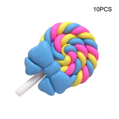 

10PCS Cute Popular Soft Pottery Rainbow Color Lollipop DIY Hair Accessories For Children