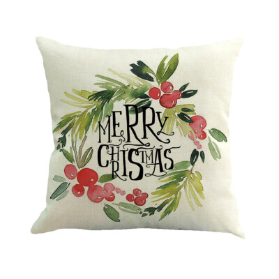 

Tailored Happy Christmas Pillow Cases Linen Sofa Cushion Cover Home Decor Pillow Case