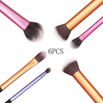 

6pcs 3 color Long Aluminum Tube Cosmetic Brushes Suit Portable Travel Makeup Brush For Outdoor Beauty Tools Kit