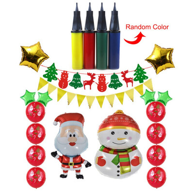 

Merry Christmas Decorations Kit Aluminum Foil Balloons Latex Balloon Hanging Banner Garland Festive Random Color