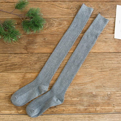 

Women Stockings Cotton Blends Ribbed Thigh High Over The Knee Thick Warm Long Casual Schoolgirl Wear