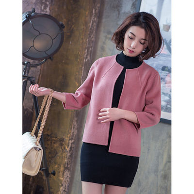 

Women Simple Woolen Temperament Slimming Cardigan Coat Solid Color Long Sleeve Button Suit Jacket Outwear