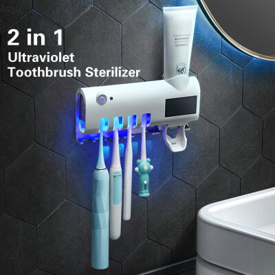 

New 2 in 1 Solar UV Light Ultraviolet Toothbrush Sterilizer Toothbrush Holder Automatic Toothpaste Squeezers Dispenser