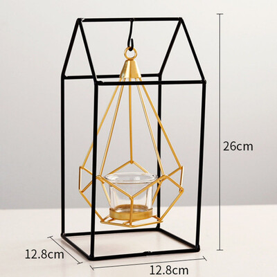 

European Romantic Iron Art Plating Candle Holder Household Table Decor Candle Lantern With Display Stand wedding Home Decor Gift