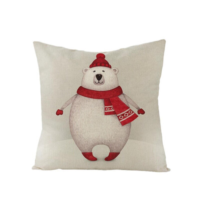 

Siaonvr Christmas Linen Pillowcase Cartoon Printed Sofa Pillowcase Bedside Office