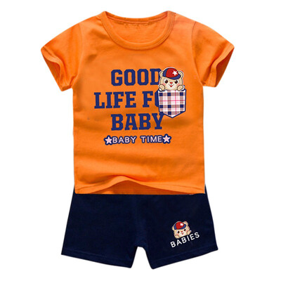 

Children Clothing Set Summer Baby Boy 1-4Y Short Sleeve Letters Print T-shirt Casual Pant Clothes Set for Kids Boys
