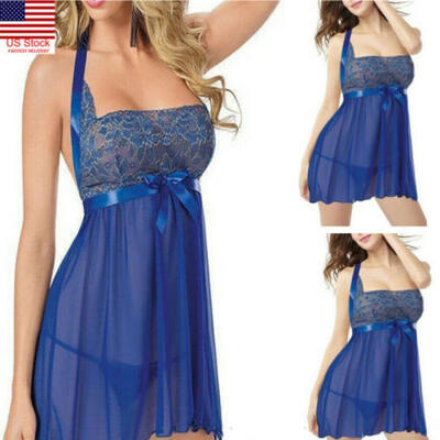 

US Women Plus Size Underwear Lace Sleepwear Lingerie Set Bridal Babydoll Dress