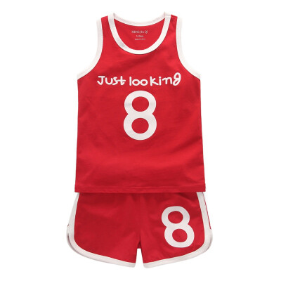 

Summer vest T-shirt boy girl clothes suit jersey sports suit letter vest T-shirt sports shorts beach kids clothes set