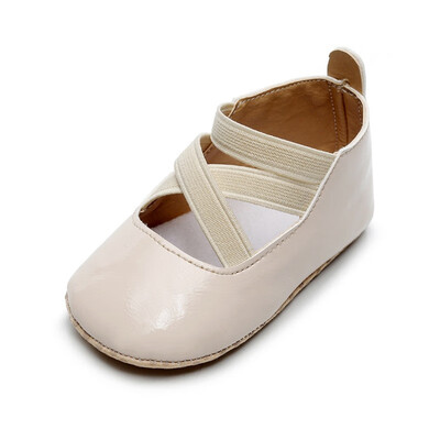 

Baby Moccasins Toddler Girls PU Anti-Slip Shoes Newborn Cross Elastic Princess First Walkers Infant Soft Soled Crib Shoes
