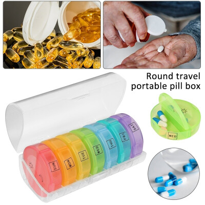 

Portable Pill Box 7 Day AM PM Twice a Day Weekly Pill Box Case with Moisture-Proof Design Rainbow Color