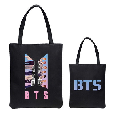 

Bangtan Boys Jungkook Jimin V Suga Jin J-Hope RM Printed Handle Tote Bags Handbag Messenger Shopping Bag