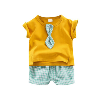 

Summer New Boys Baby Set Short-sleeved T-shirt Pants of Fashion Tie Gentleman Suit 2pcsset