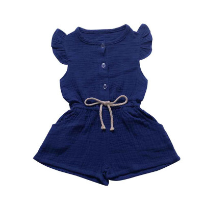 

Infant Baby Flare Sleeve Solid Print Bodysuit Kids Girls Jumpsuit Overalls Newborn Clothes