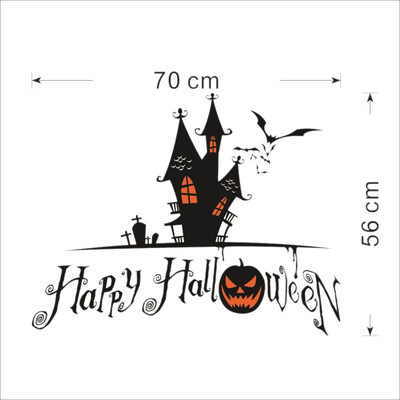 

Happy Halloween Pumpkins Spooky Cemetery Witch&Bats Tomb Wall Decals Window Stickers Halloween Decorations Kids Rooms New