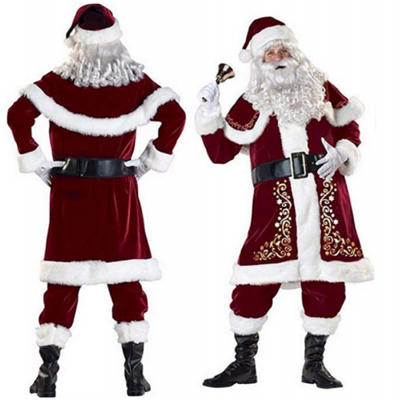 

USA Santa Claus Suit Adult Deluxe Velvet Christmas Costume Fancy Dress Full Set