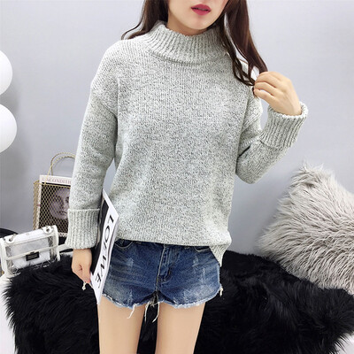 

women sweaters long sleeve turtleneck Autumn winter pullovers korean style casual crop sweater solid knitted jumpers sweater