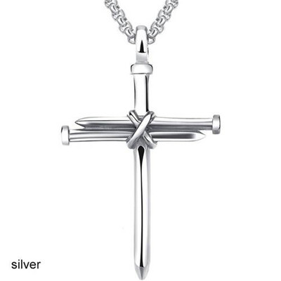 

Mens Jewelry Stainless Steel Nail&Rope Cross Pendant Necklace