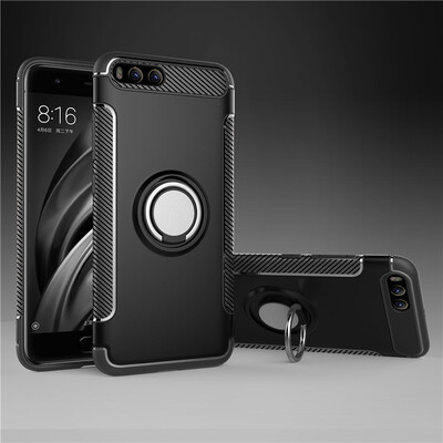 

Back Cover For Xiaomi Mi 6 Mi6 Case Car Holder Stand Hard PC Silicon Ring Suction Bracket Celulars Fecoprior