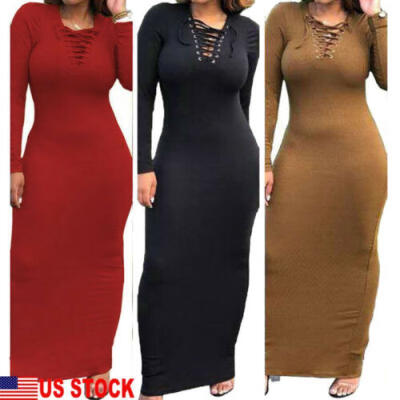 

Women Winter Autumn Bodycon Knitted Sweater Jumper Long Maxi Dress Top Knitwear