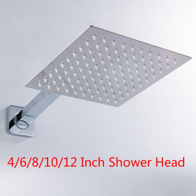 

4681012 Inch High Quality Square Stainless Plated Steel Rain Shower Head Bathroom Faucet Accessory