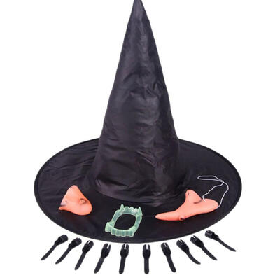 

1pc Fashion Halloween Decor Halloween Witch Hat Wicked Witch Cap Party Decoration Ribbon Hat Random Color