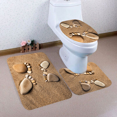 

〖Follure〗3PCS Christmas Bathroom Non-Slip Pedestal Rug Lid Toilet Cover Bath Mat Set