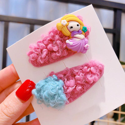 

Cute Kids Clips 0-8T Children Candy Color Cartoon Princess Imitation Plush Autumn Leather Hair Duckbill Clips 2 Pieces