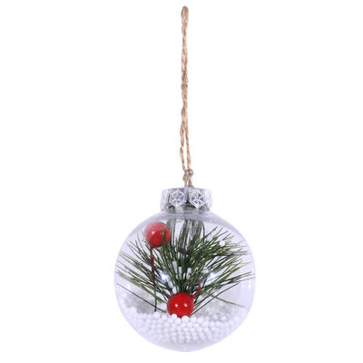 

Shatterproof Round Clear Plastic Christmas Ball Ornaments With Artificial Snow And Berries Christmas Decor Ozdoby Swiateczne