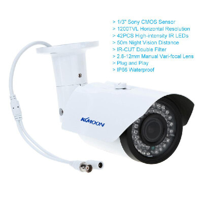 

KKmoon® TP-W225BK 28-12mm 1200TVL 13" SONY 42IR Outdoor Waterproof Varifocal CCTV Camera