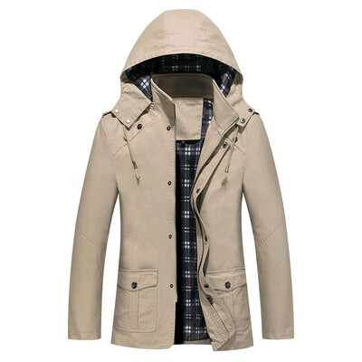 

Toponeto Mens Autumn Winter Casual Hooded Pure Color Jacket Button Outwear Coat Tops